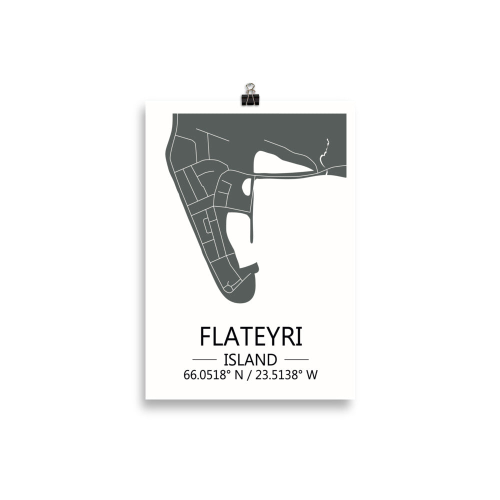 Bæjarkort - Flateyri Grátt