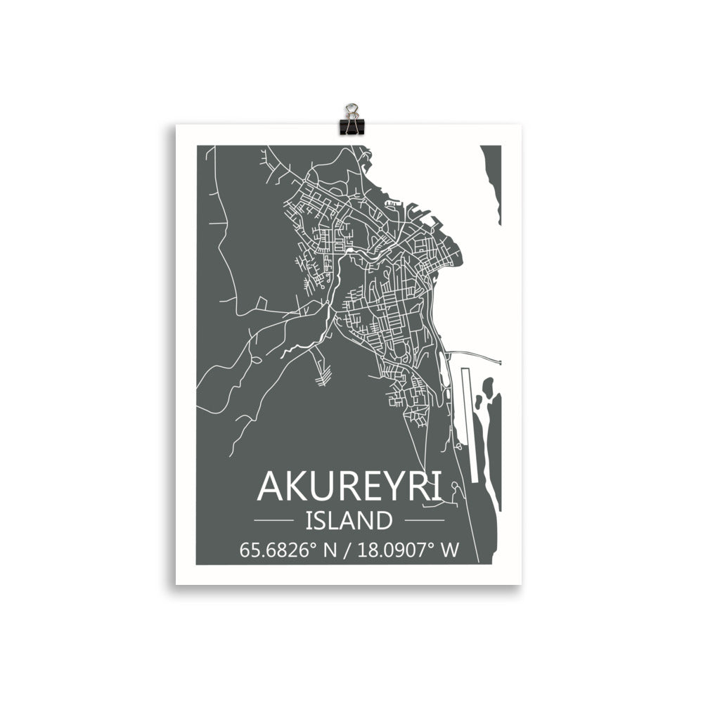 Bæjarkort - Akureyri Grátt