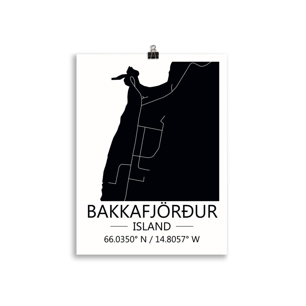 Bæjarkort - Bakkafjörður Svart