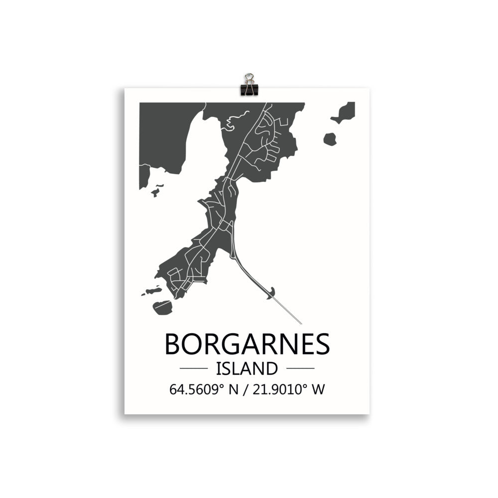 Bæjarkort - Borgarnes Grátt