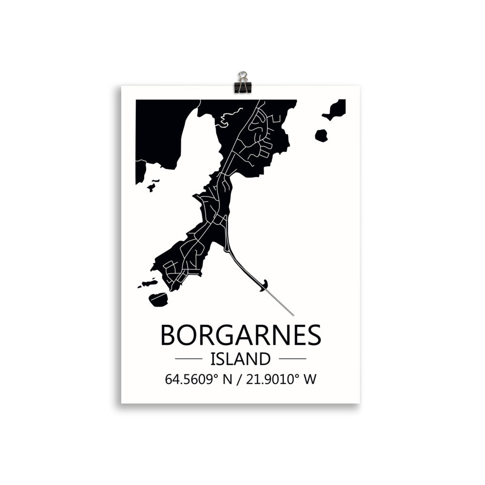 Bæjarkort - Borgarnes Svart