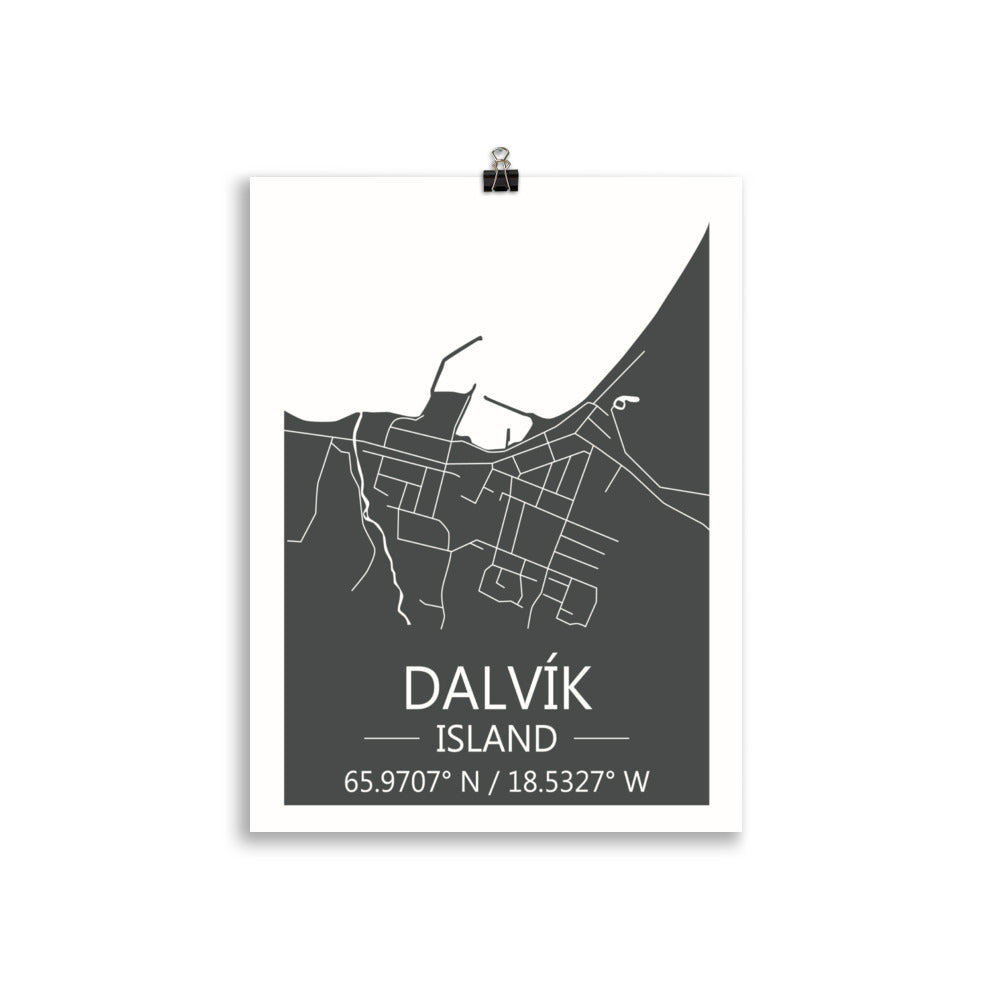 Bæjarkort - Dalvík Grátt