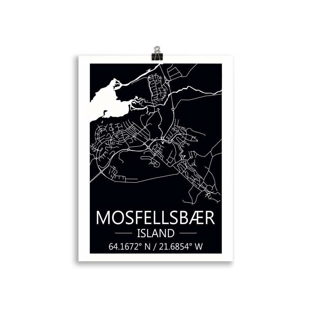 Bæjarkort - Mosfellsbær Svart