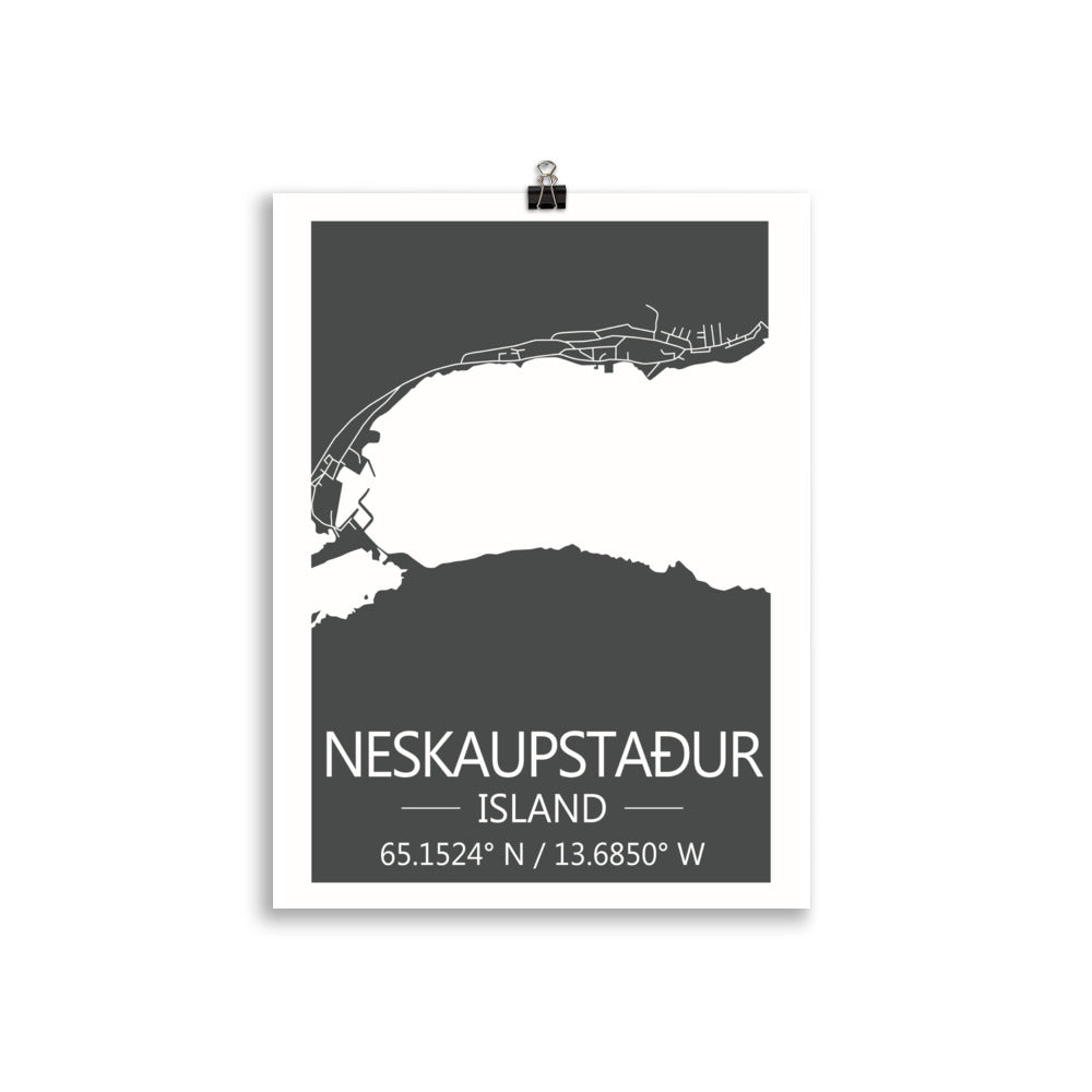Bæjarkort - Neskaupsstaður Grátt