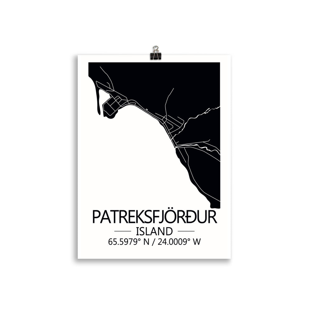 Bæjarkort - Patreksfjörður Svart