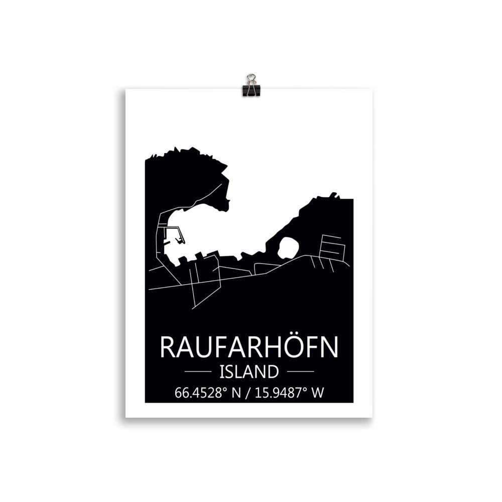 Bæjarkort - Raufarhöfn Svart