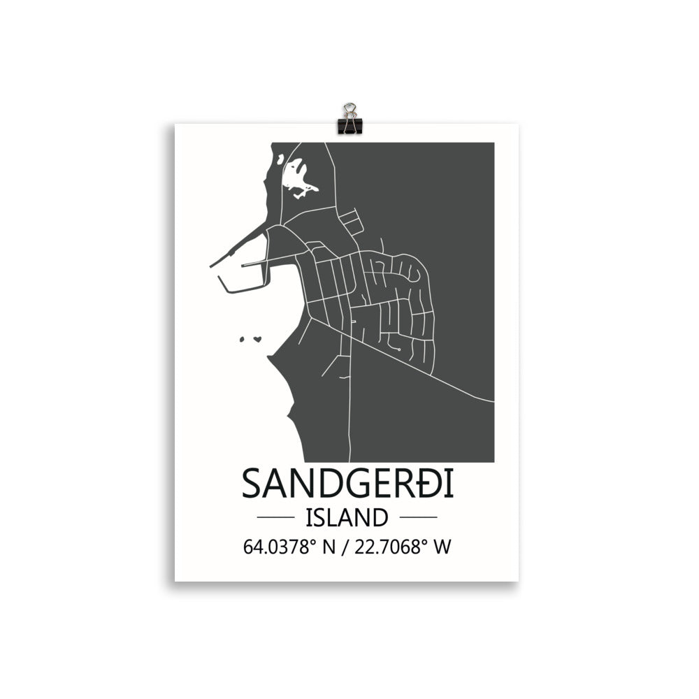 Bæjarkort - Sandgerði Grátt
