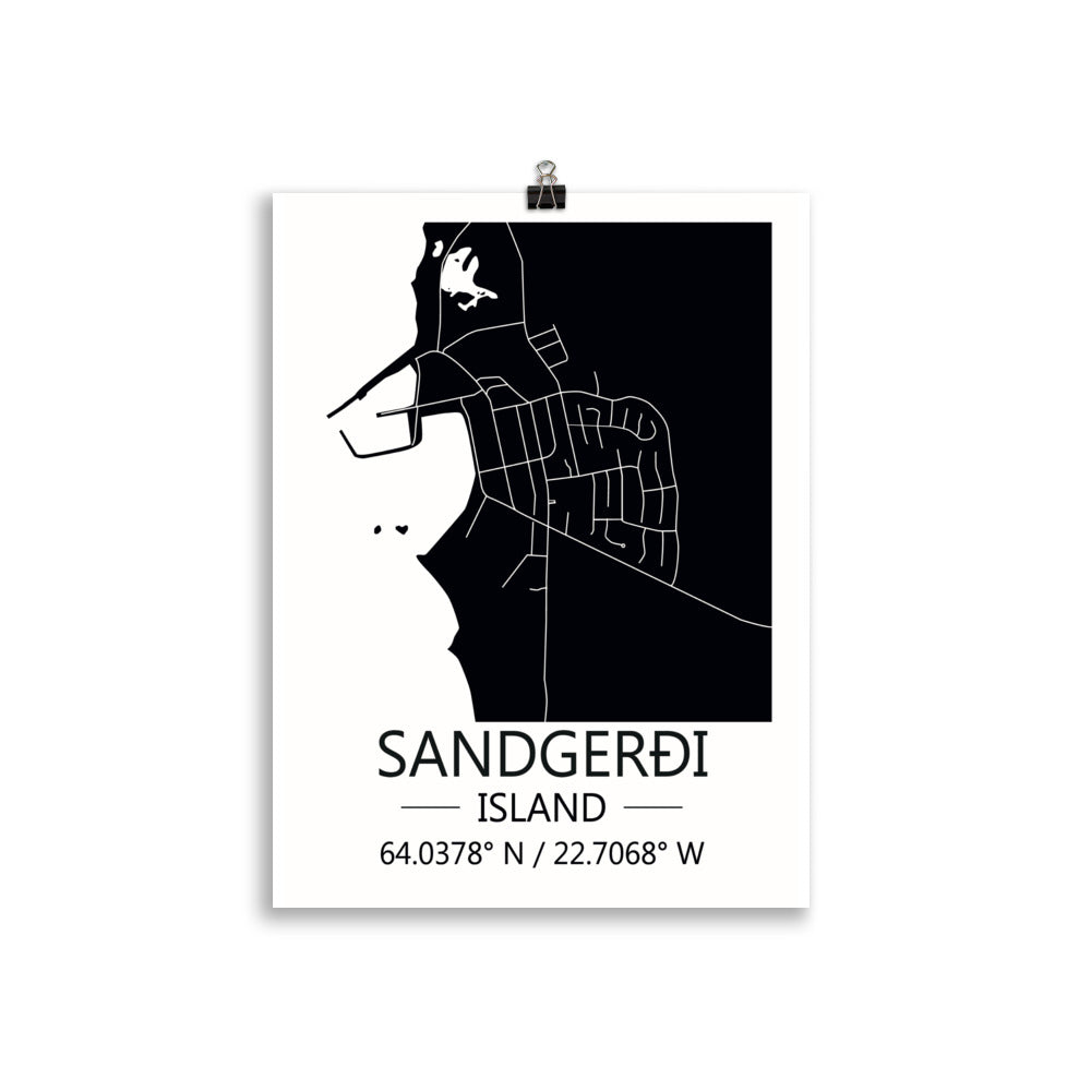 Bæjarkort - Sandgerði Svart