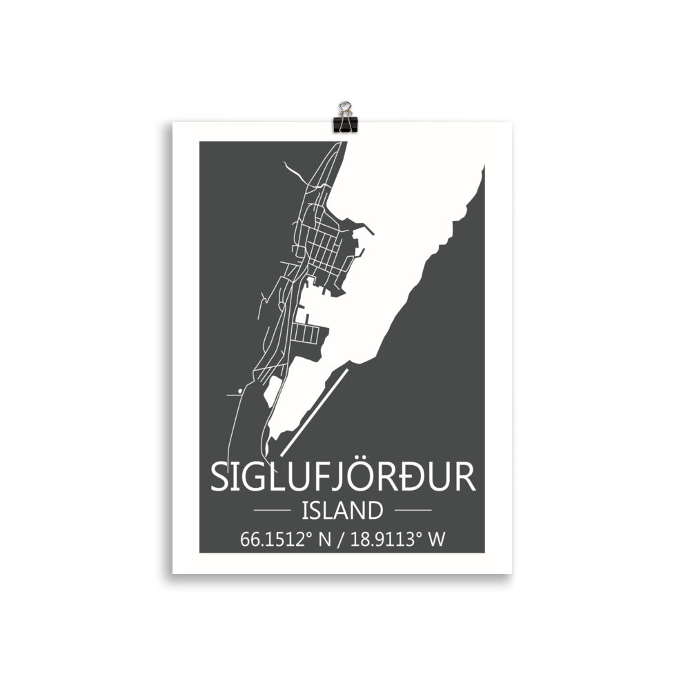 Bæjarkort - Siglufjörður Grátt