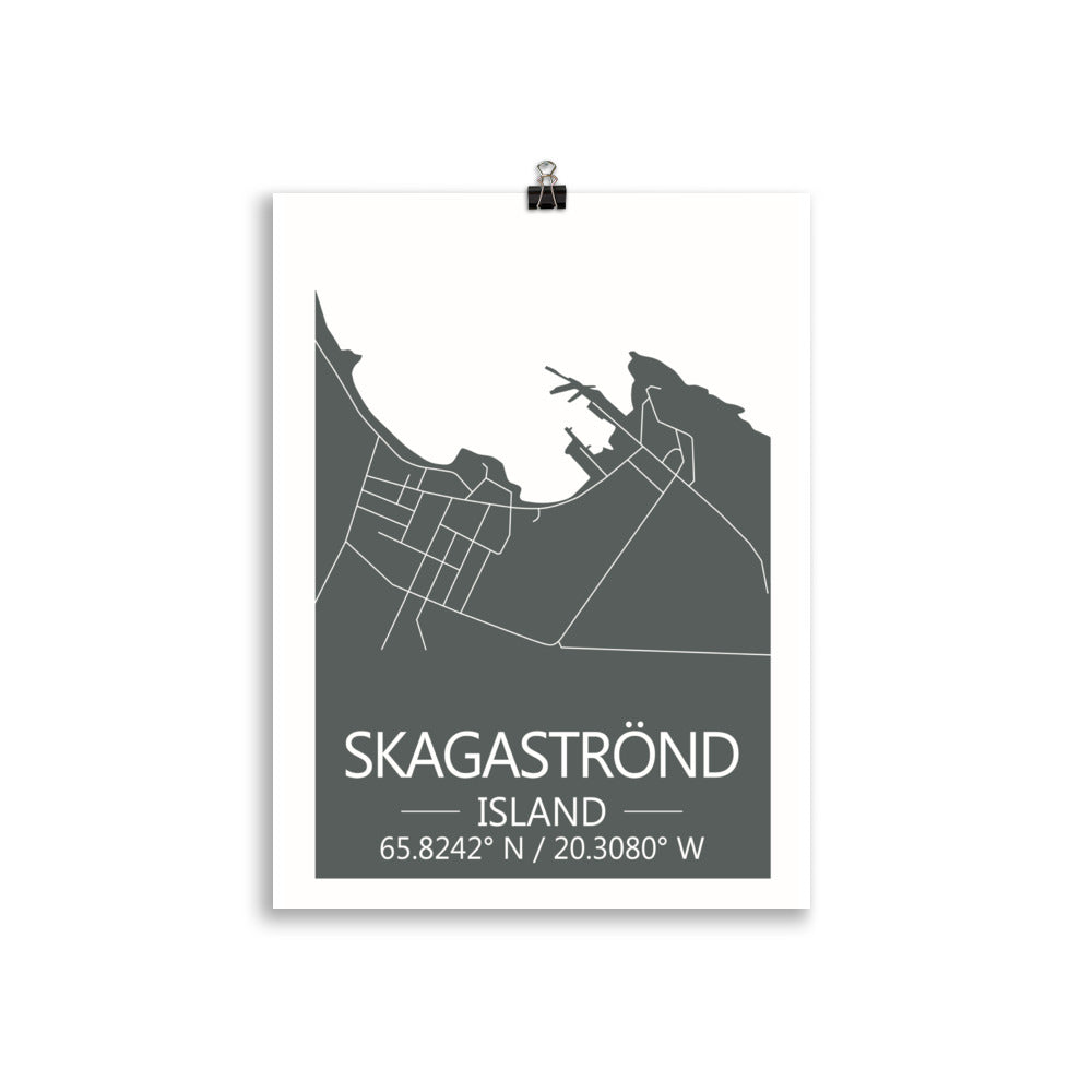 Bæjarkort - Skagaströnd Grátt