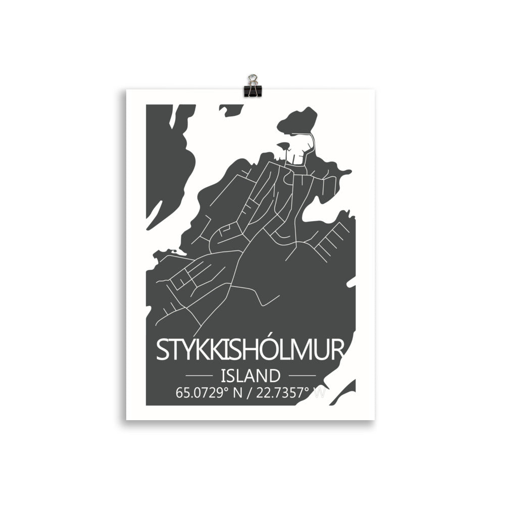 Bæjarkort - Stykkishólmur Grátt