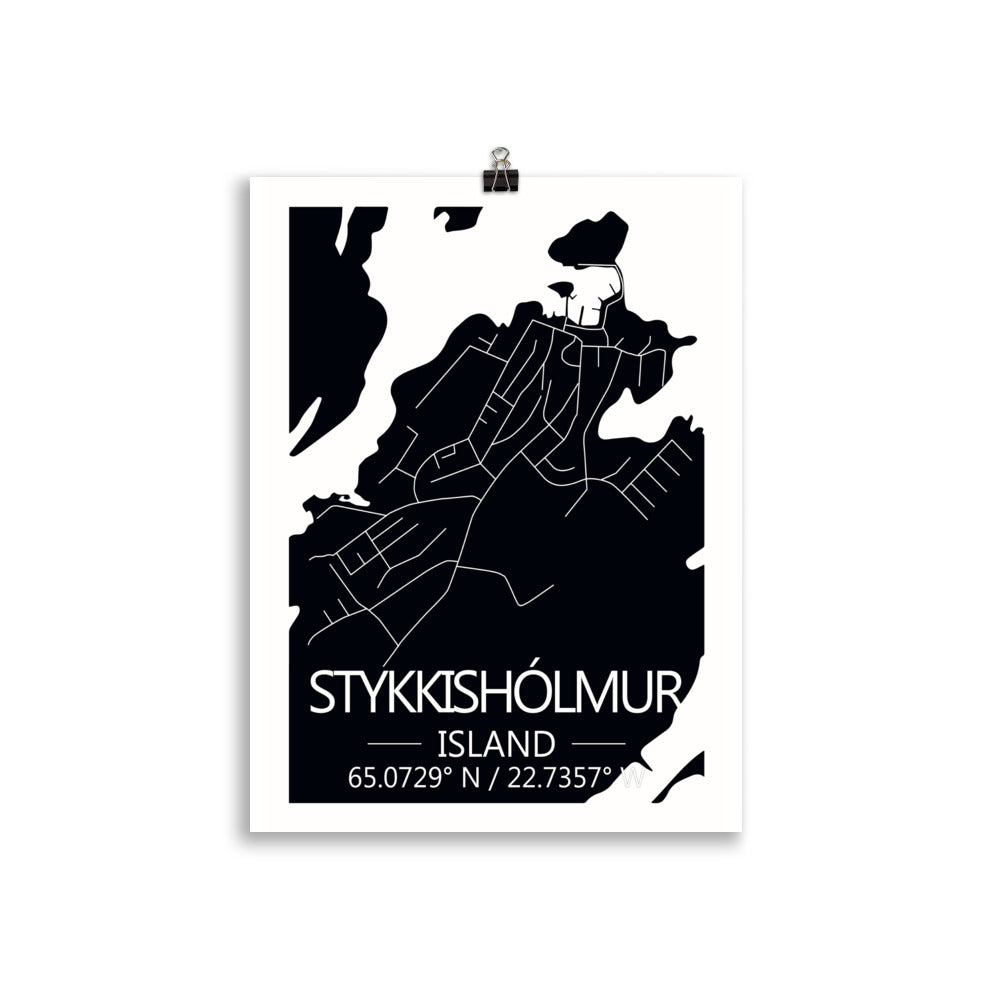 Bæjarkort - Stykkishólmur Svart