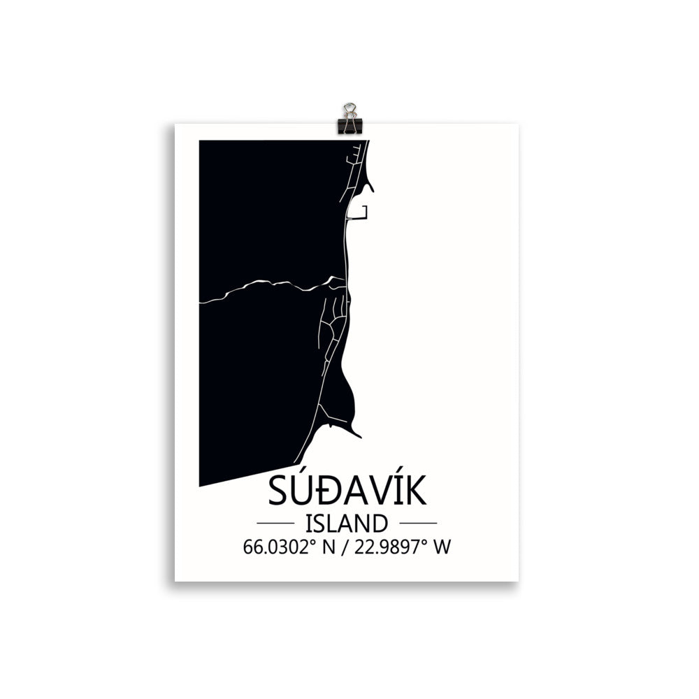 Bæjarkort - Súðavík Svart