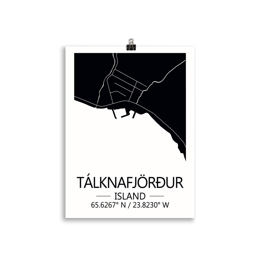 Bæjarkort - Tálknafjörður Svart