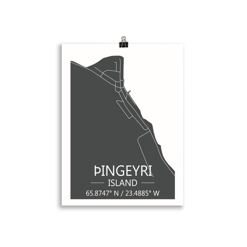 Bæjarkort - Þingeyri Grátt