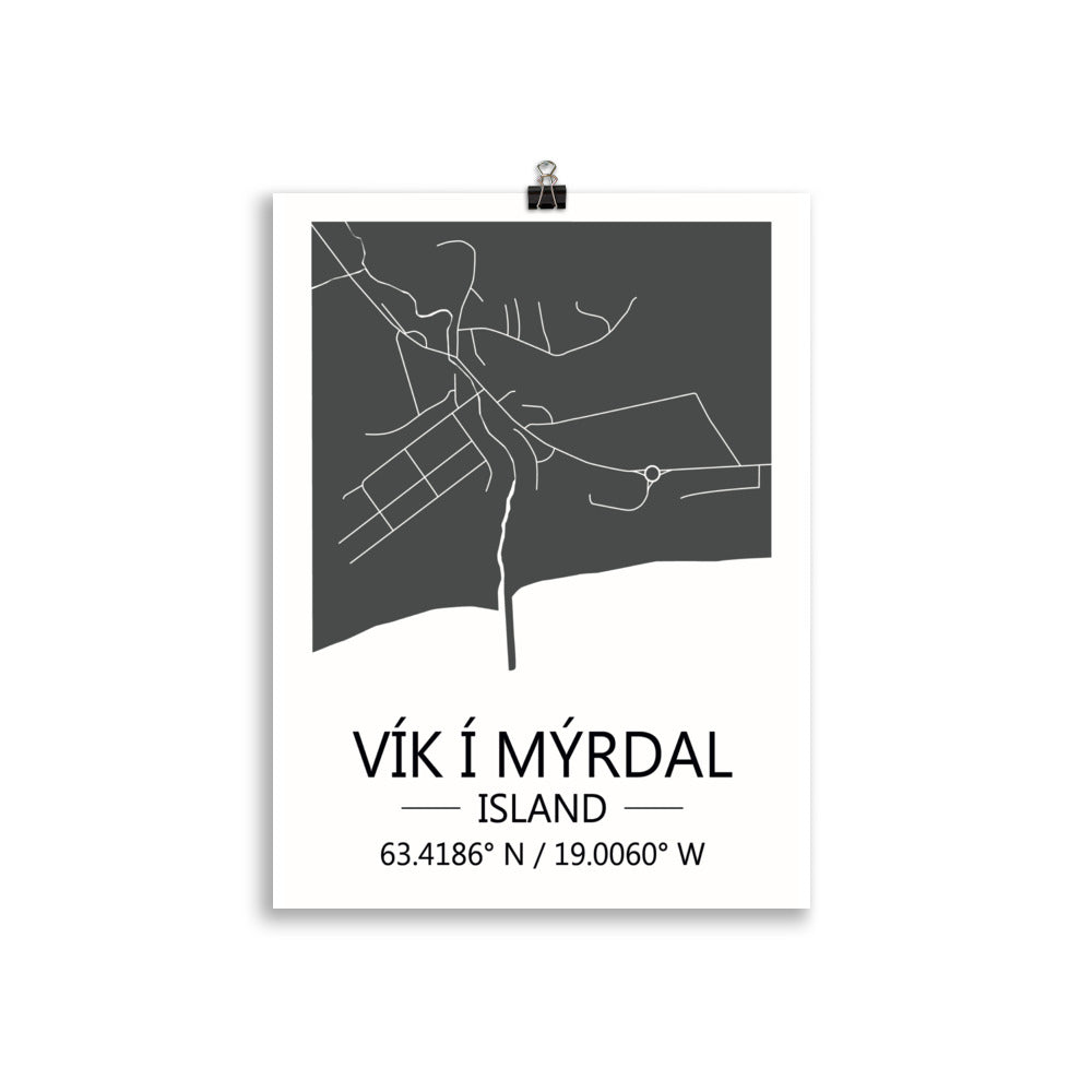 Bæjarkort - Vík í Mýrdal Grátt