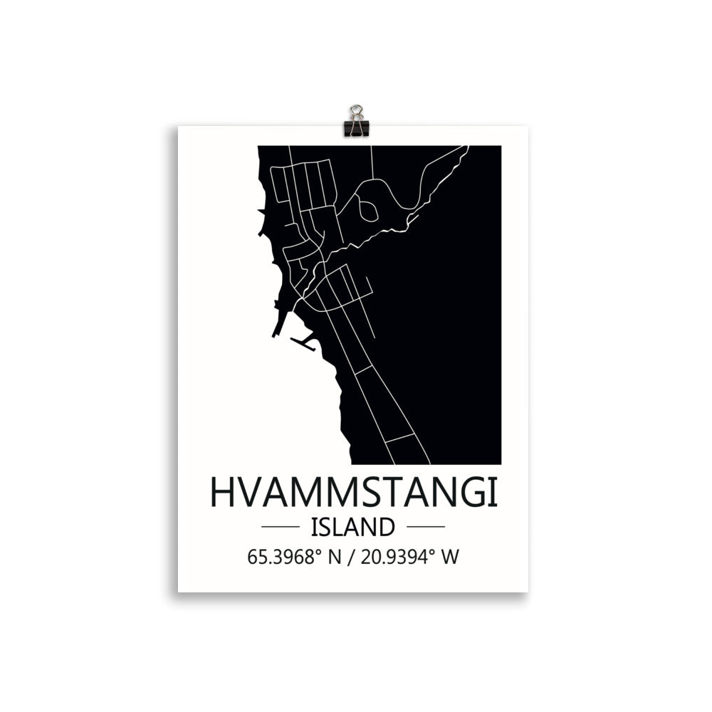 Bæjarkort - Hvammstangi Svart