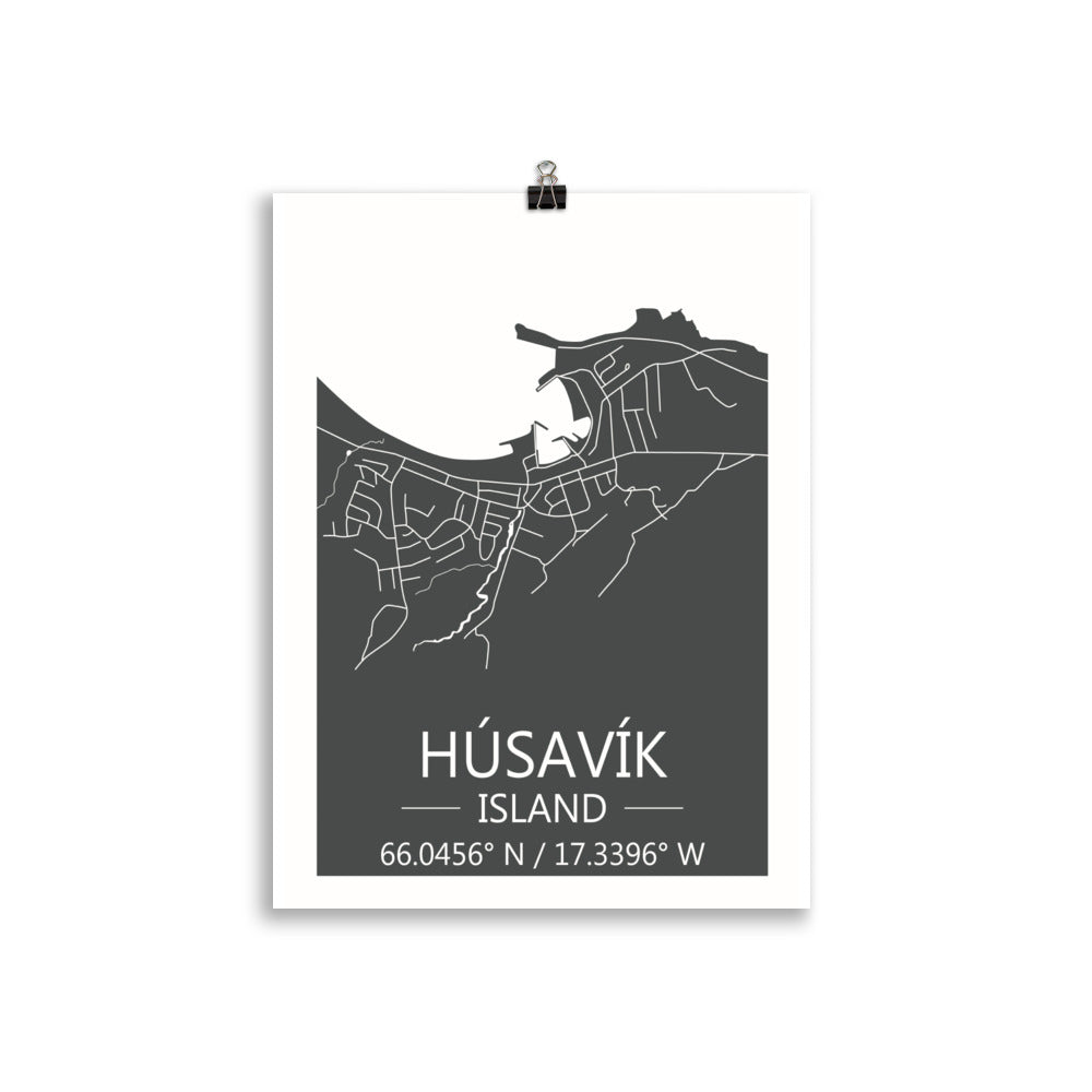 Bæjarkort - Húsavík Grátt