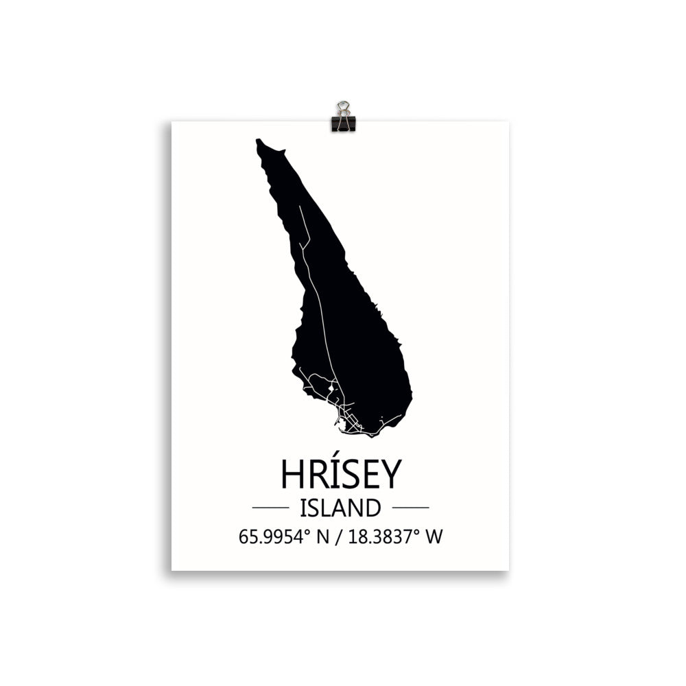 Bæjarkort - Hrísey Svart