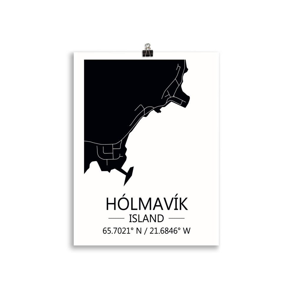 Bæjarkort - Hólmavík Svart