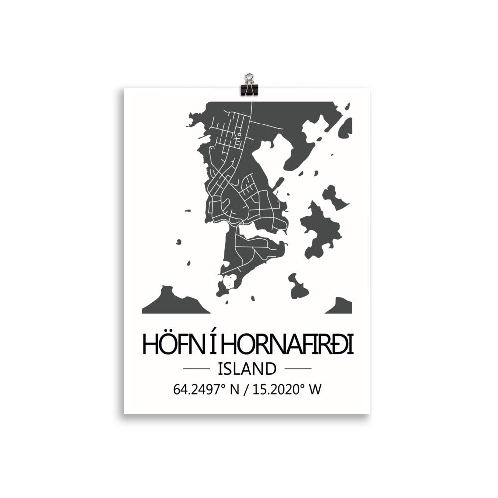 Bæjarkort - Höfn í Hornafirði Grátt