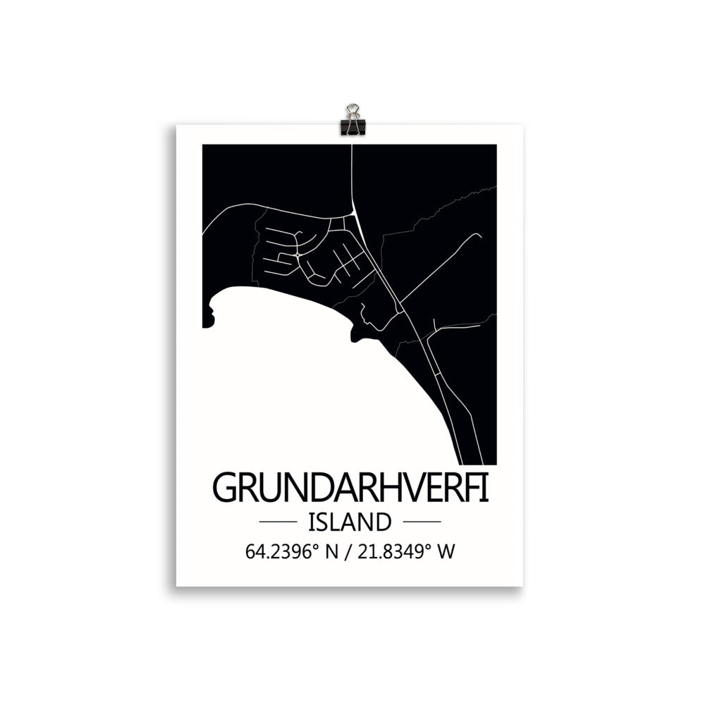 Bæjarkort - Grundarhverfi Svart