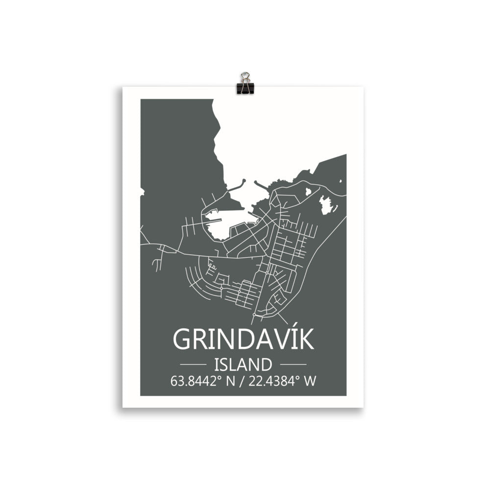 Bæjarkort - Grindavík Grátt