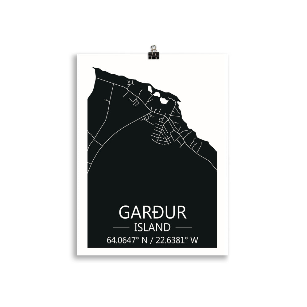 Bæjarkort - Garður Svart