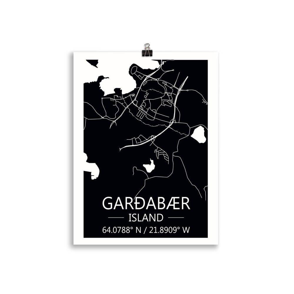 Bæjarkort - Garðabær Svart
