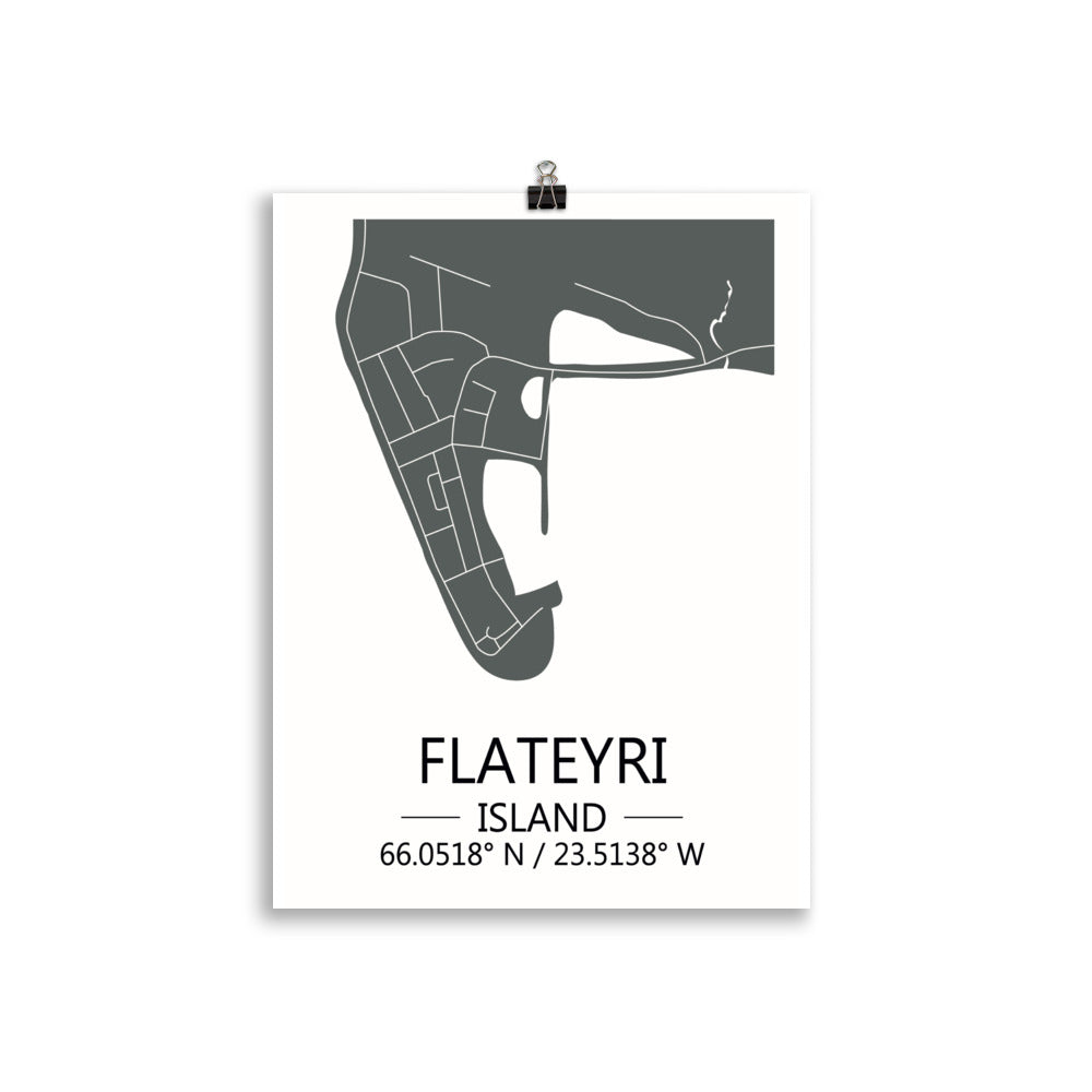 Bæjarkort - Flateyri Grátt
