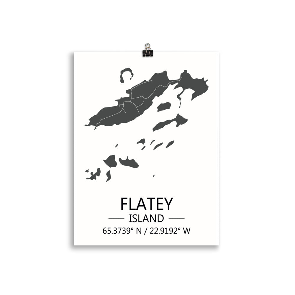 Bæjarkort - Flatey á Breiðafirði  Grátt