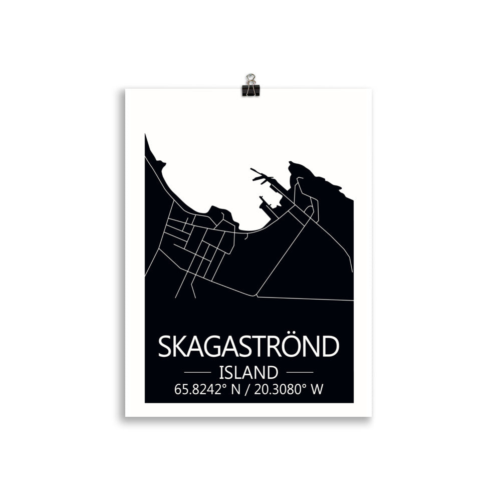 Bæjarkort - Skagaströnd Svart