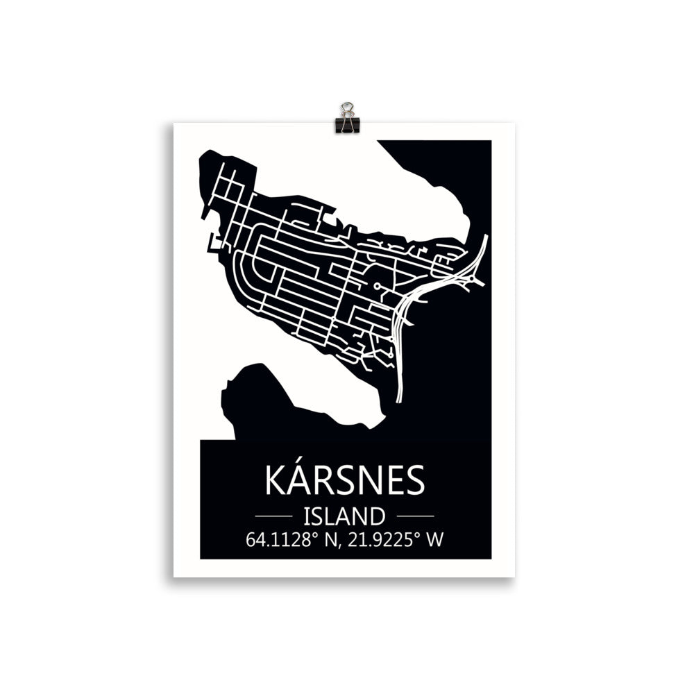 Bæjarkort - Kársnes Svart