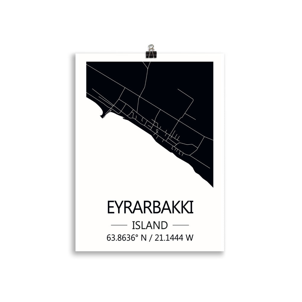 Bæjarkort - Eyrarbakki Svart