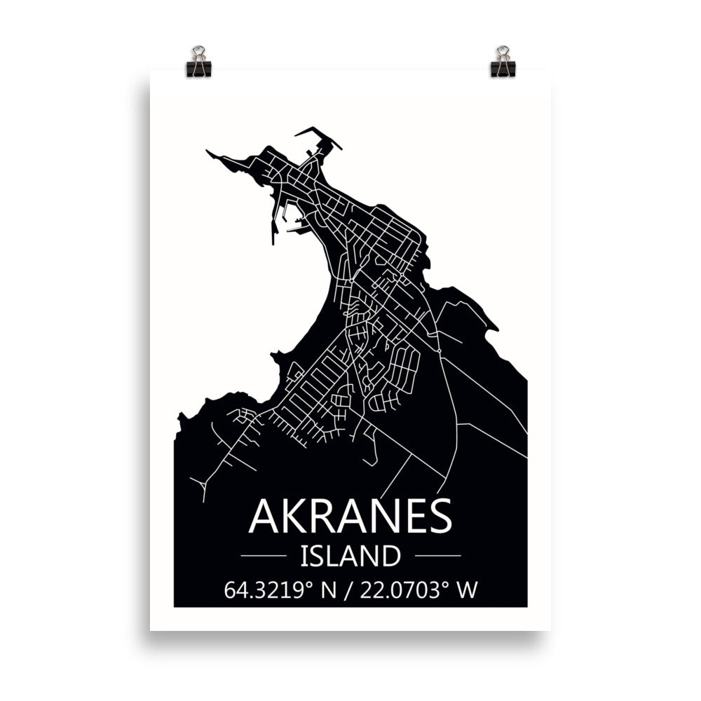 Bæjarkort - Akranes Svart