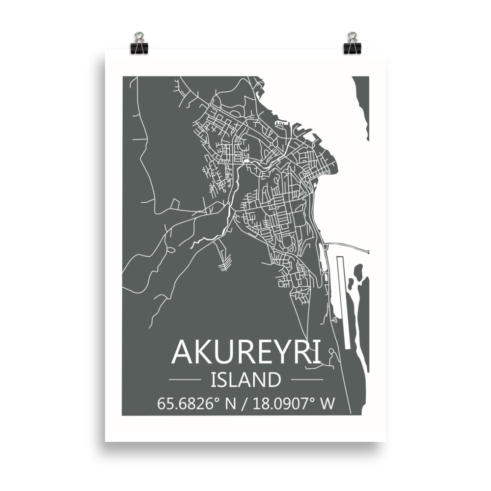 Bæjarkort - Akureyri Grátt