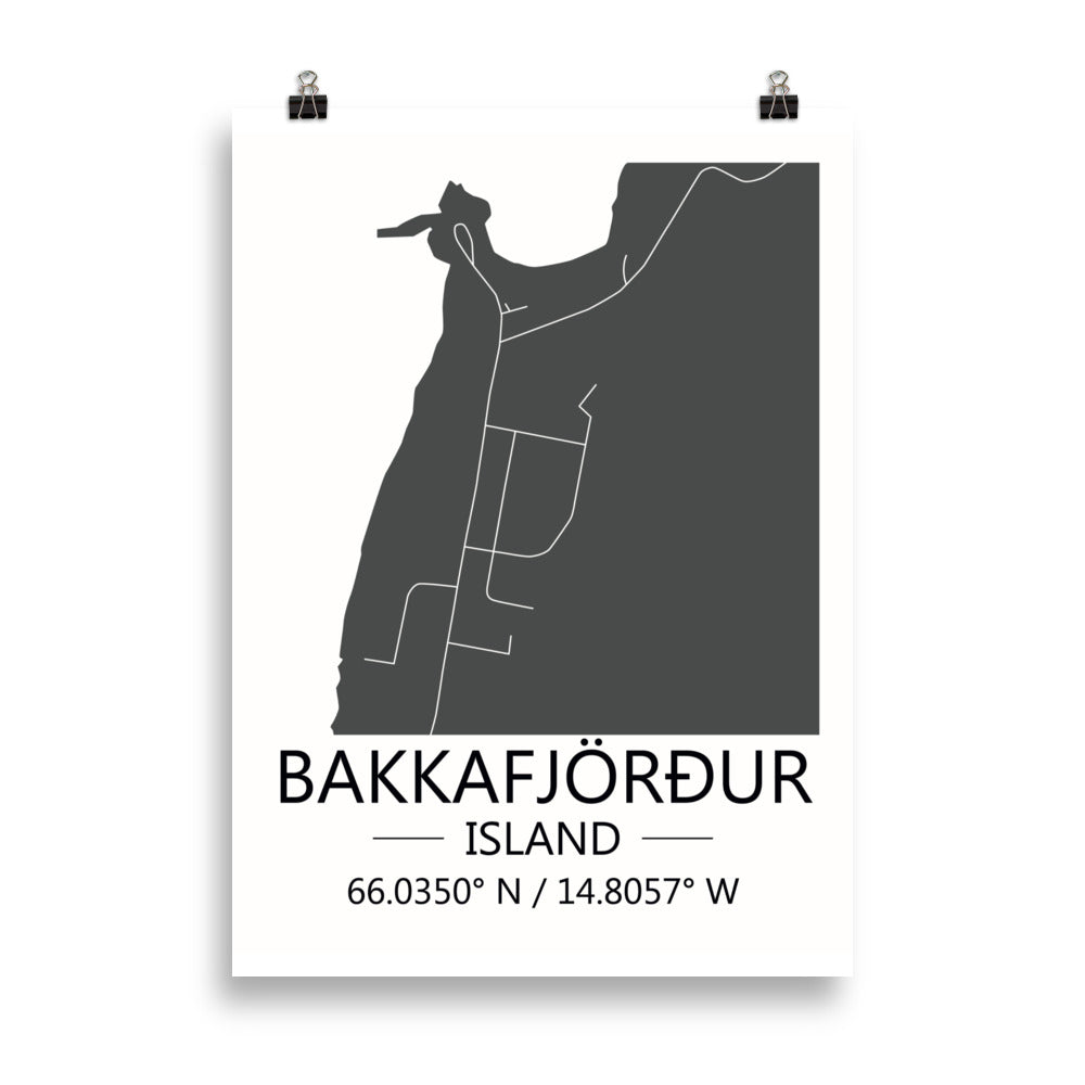 Bæjarkort - Bakkafjörður Grár