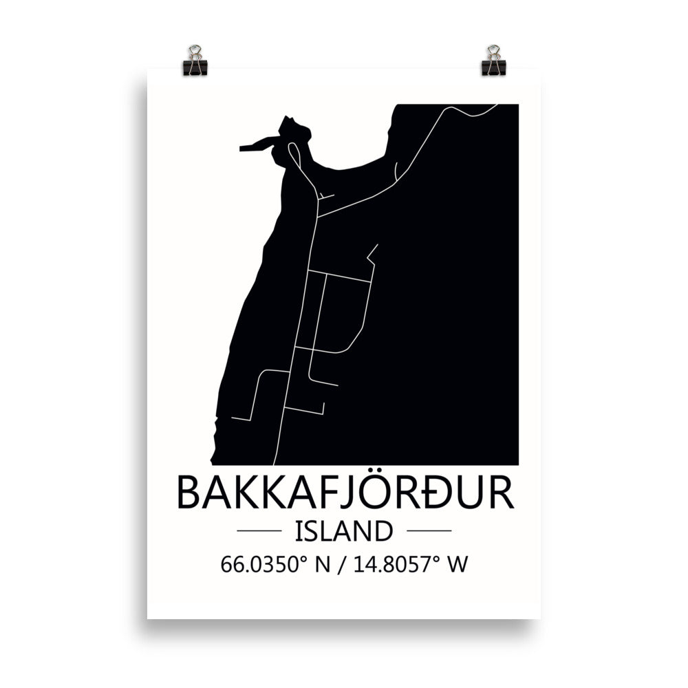Bæjarkort - Bakkafjörður Svart