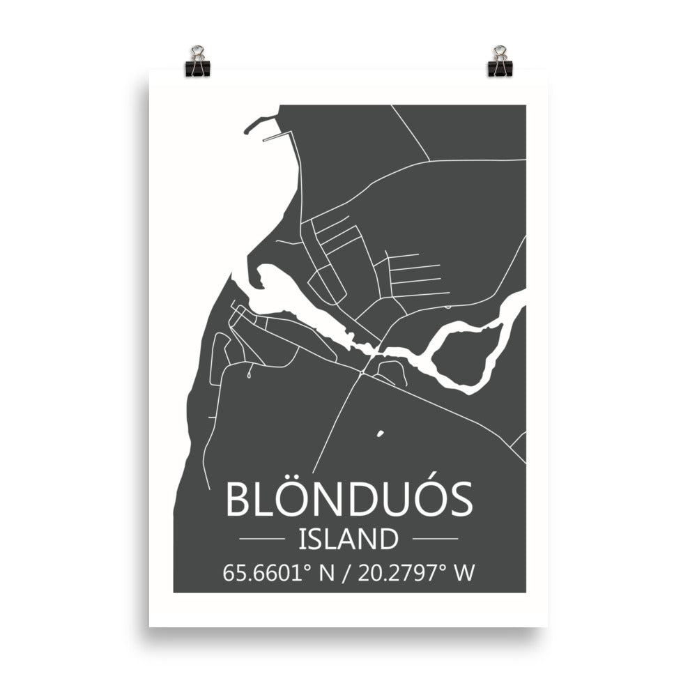 Bæjarkort - Blönduós Grátt