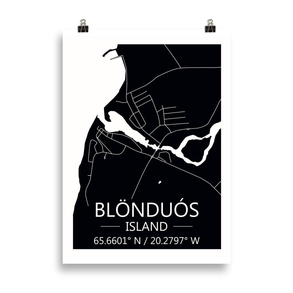 Bæjarkort - Blönduós Svart