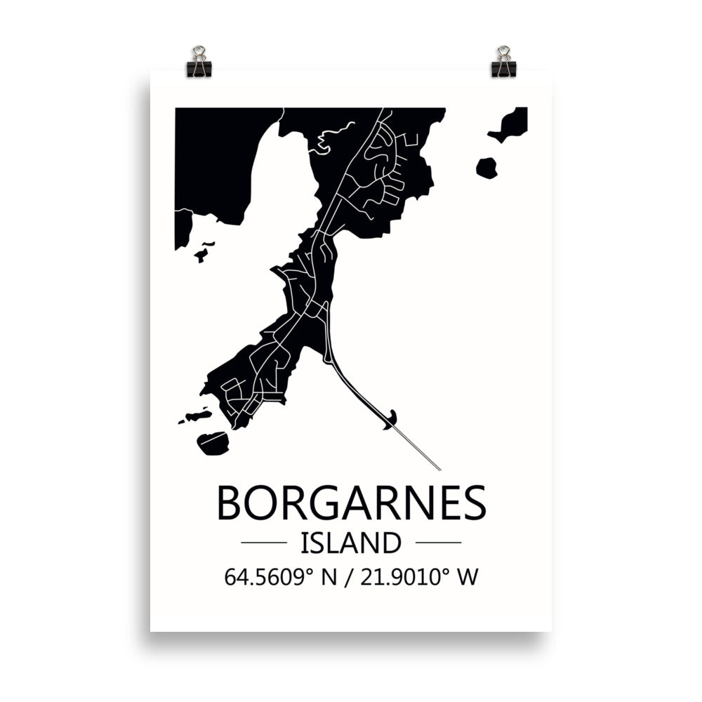 Bæjarkort - Borgarnes Svart