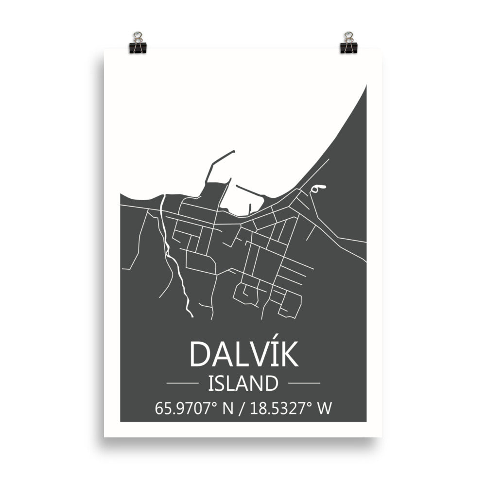 Bæjarkort - Dalvík Grátt