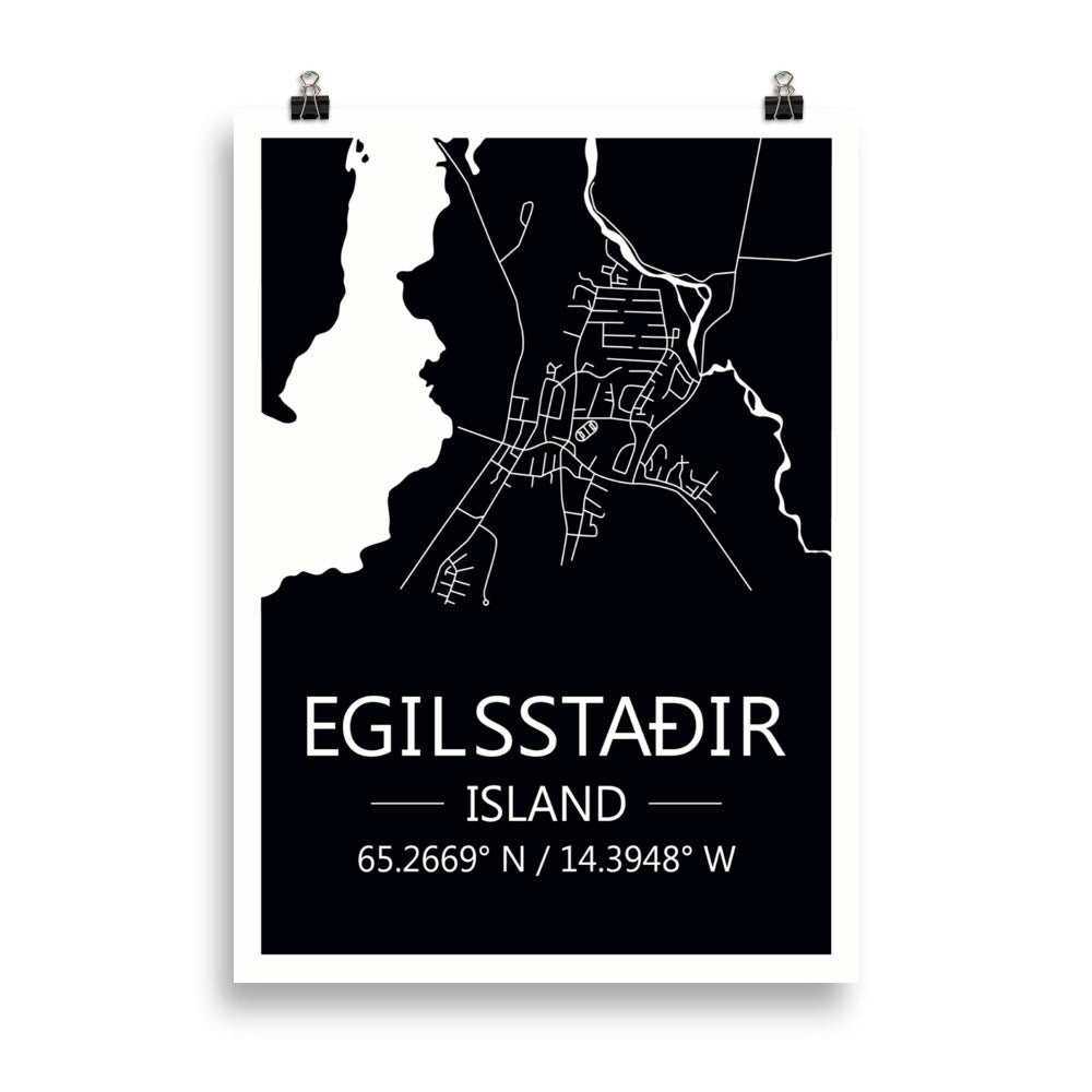 Bæjarkort - Egilsstaðir Svart