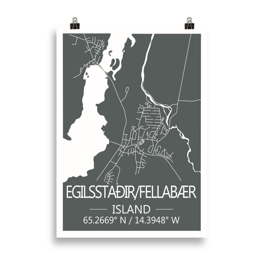 Bæjarkort - Egilsstaðir/Fellabær Grátt