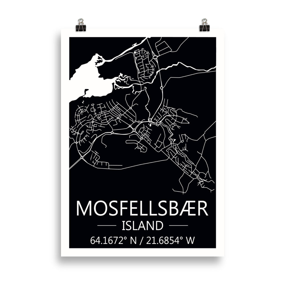 Bæjarkort - Mosfellsbær Svart