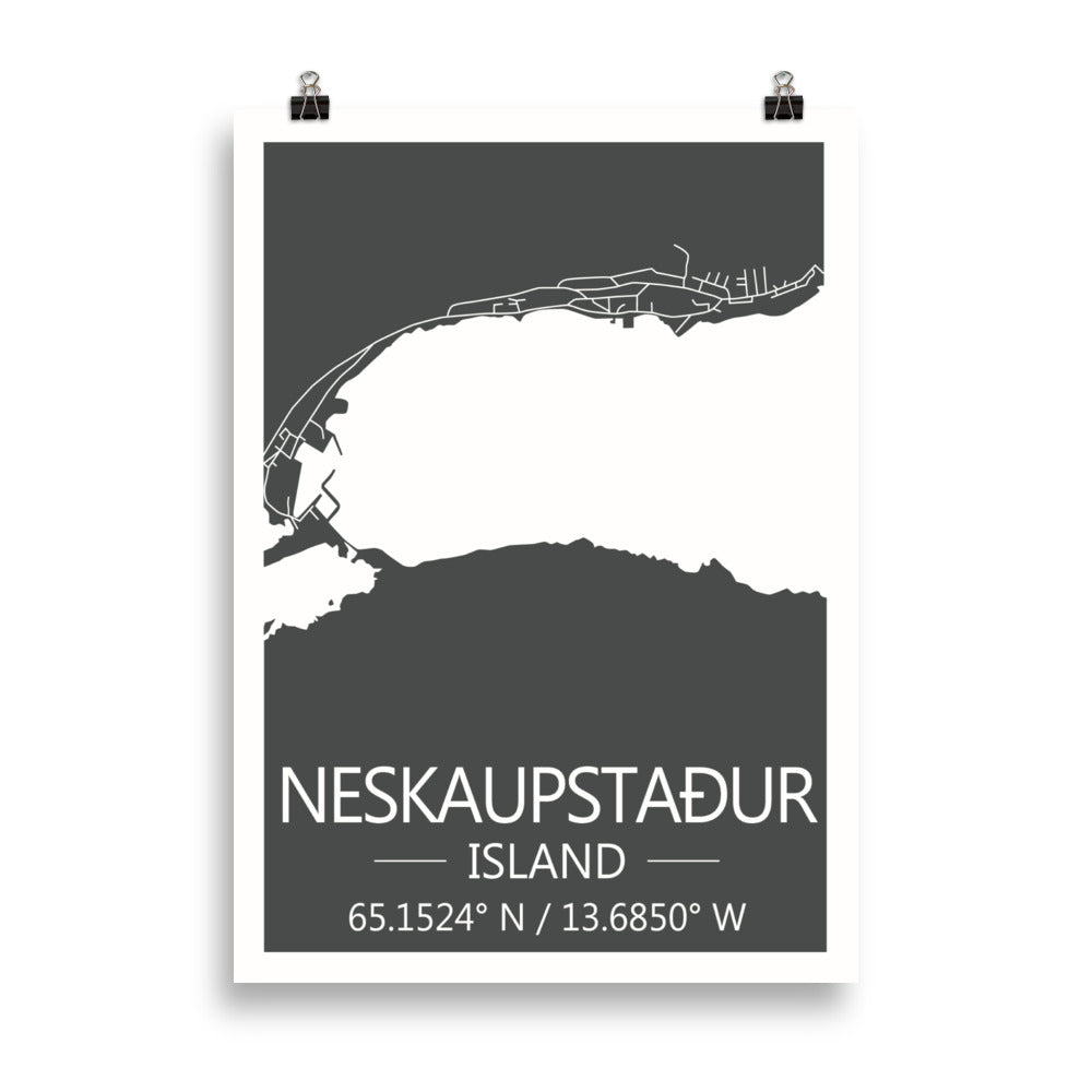 Bæjarkort - Neskaupsstaður Grátt