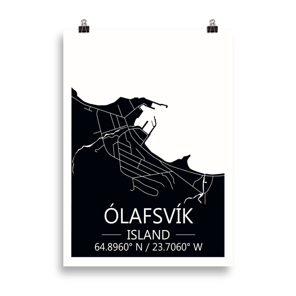Bæjarkort - Ólafsvík Svart