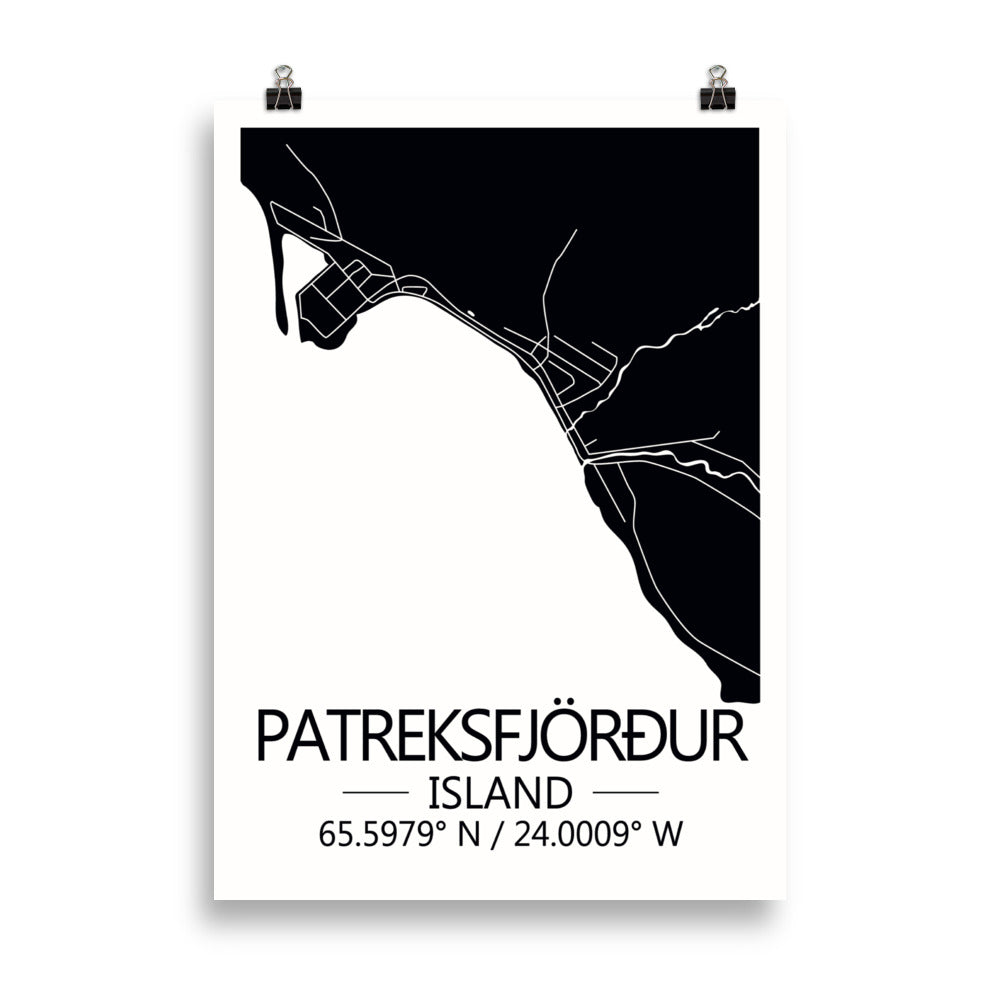 Bæjarkort - Patreksfjörður Svart