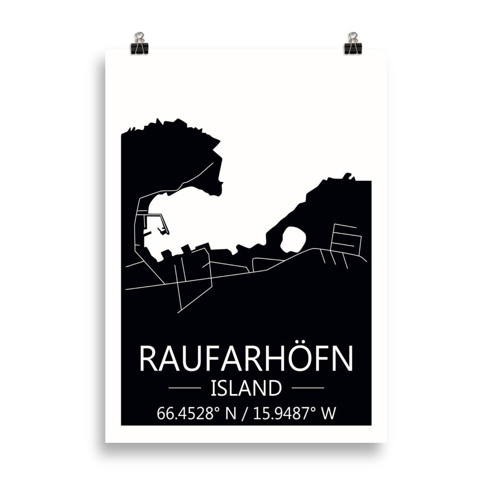 Bæjarkort - Raufarhöfn Svart