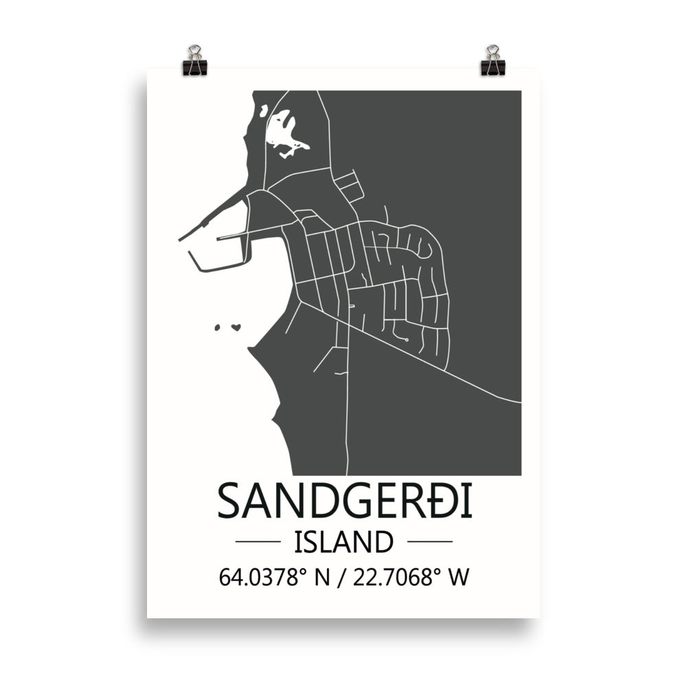 Bæjarkort - Sandgerði Grátt